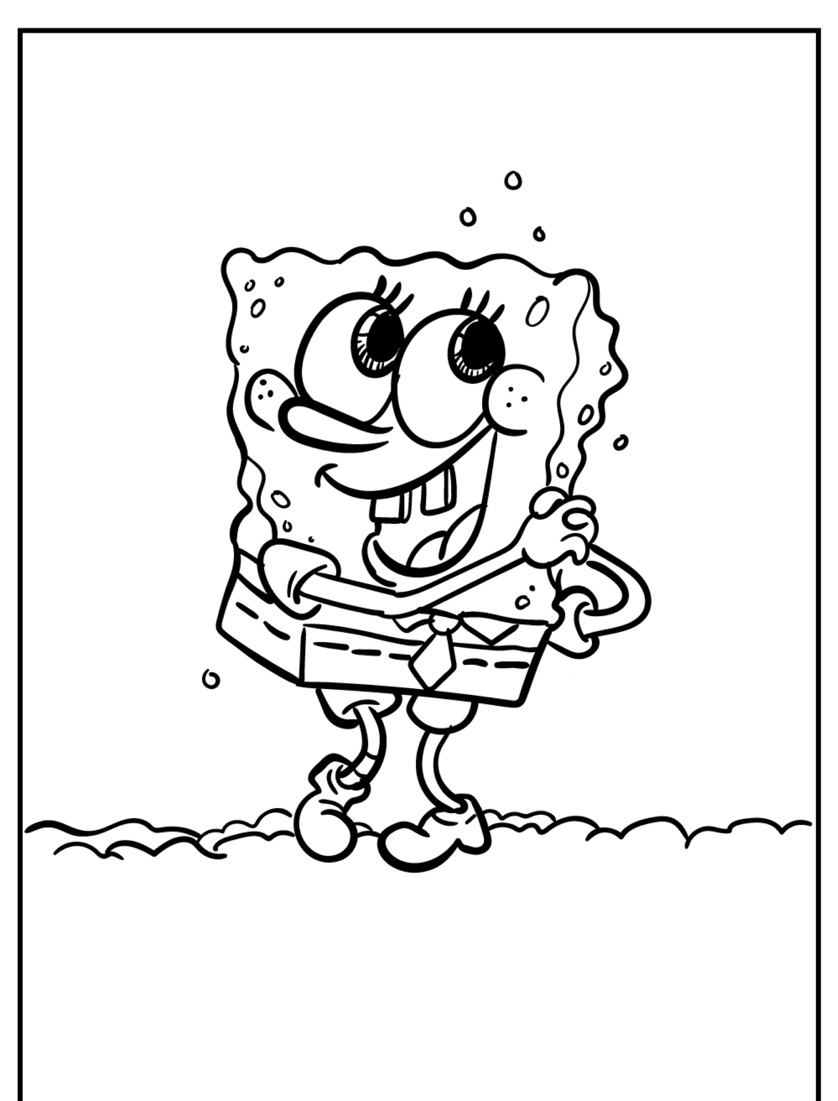 Desenho de Bob Esponja sorrindo para colorir.