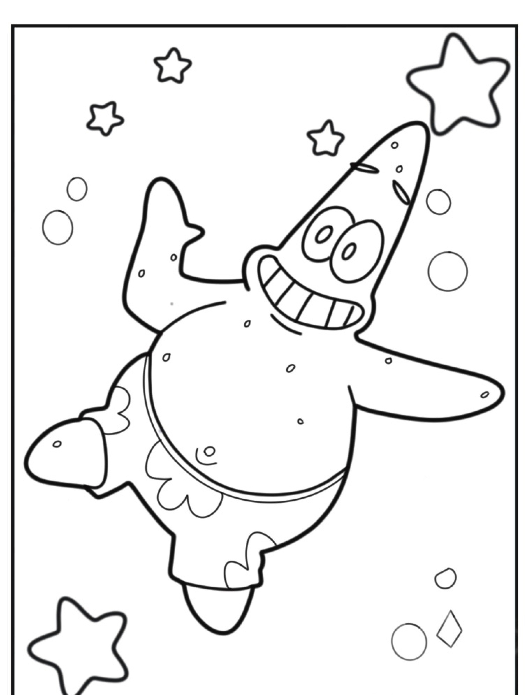 Desenho do Patrick Estrela sorrindo, pronto para colorir.