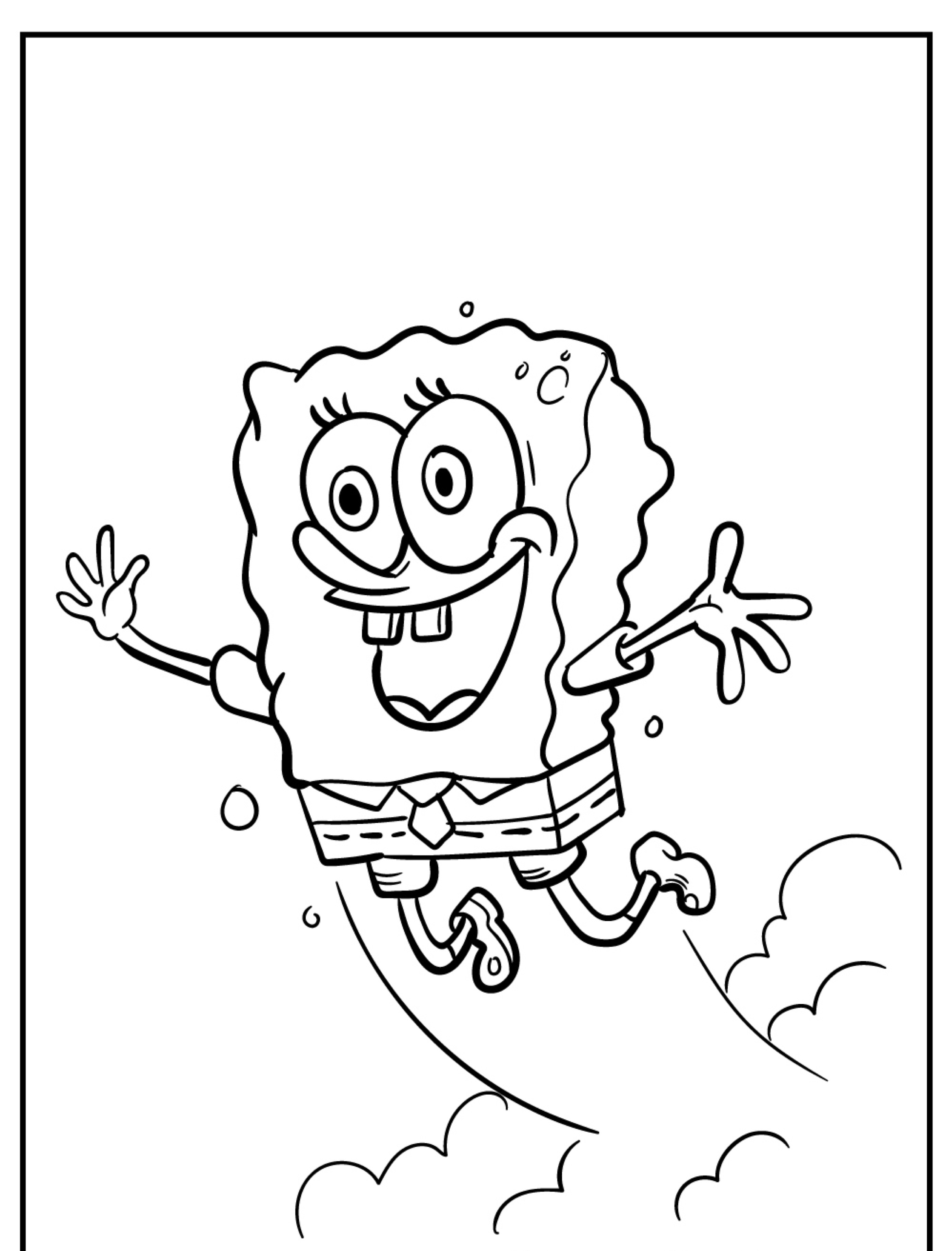 Desenho de Bob Esponja pulando para colorir.