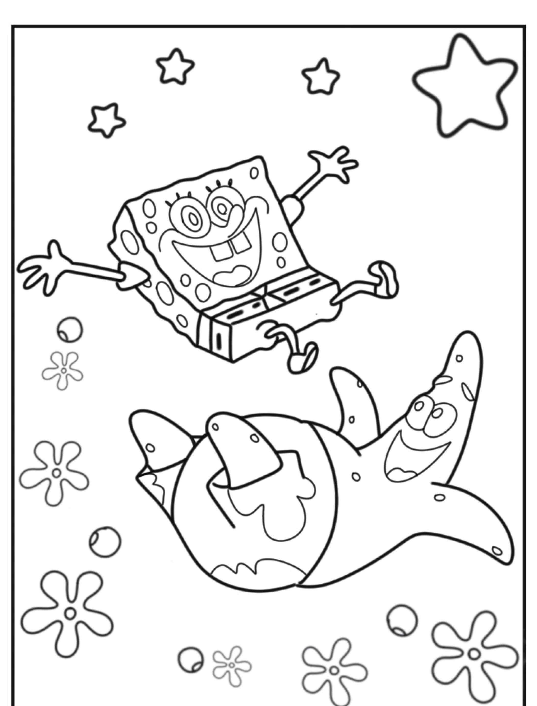 Desenho de personagens divertidos do Bob Esponja para colorir.