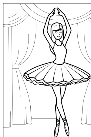 Desenho de bailarina para colorir, em pose de balé.