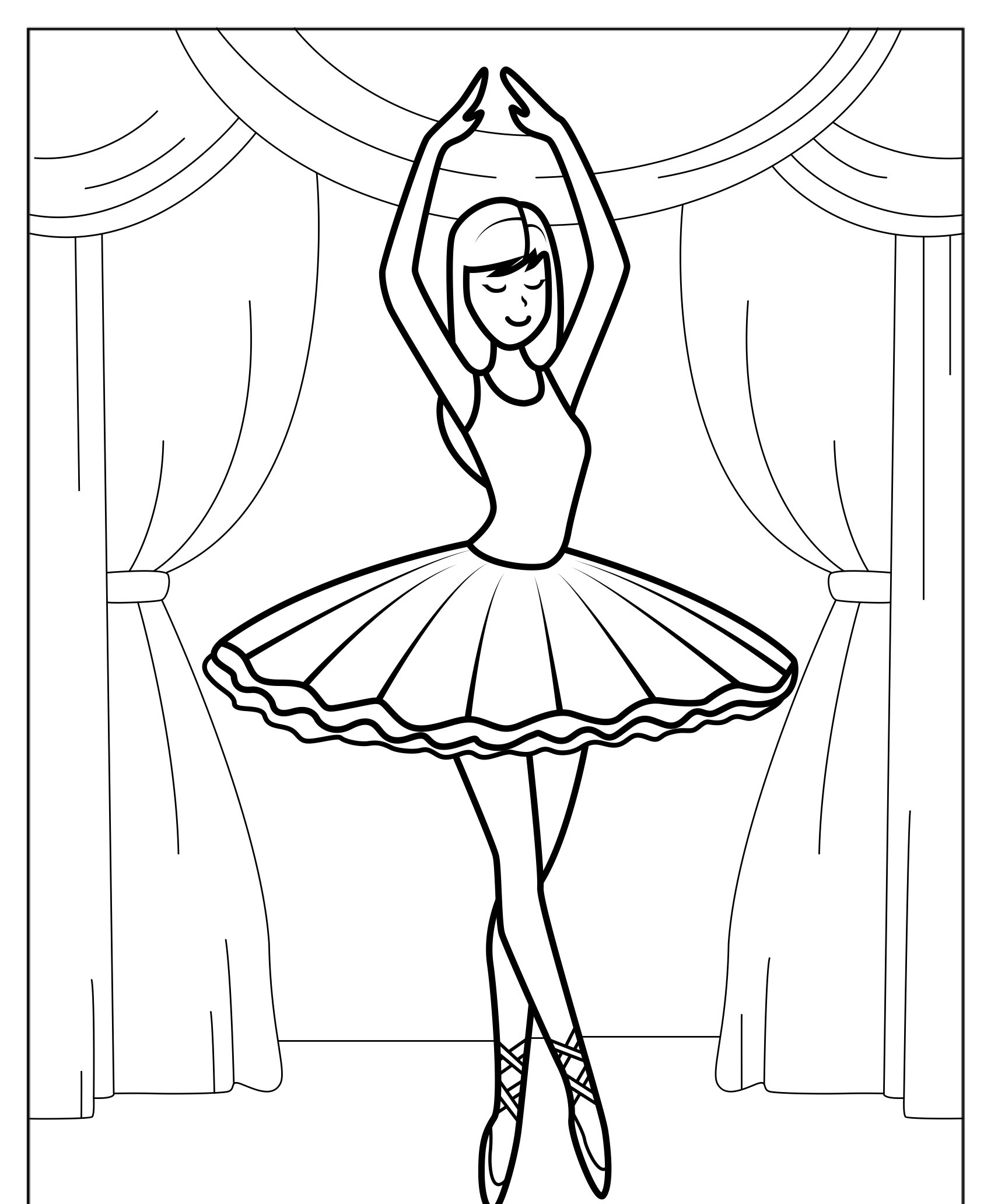 Desenho de bailarina para colorir, em pose de balé.