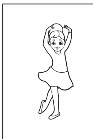 Desenho para colorir de bailarina dançando.