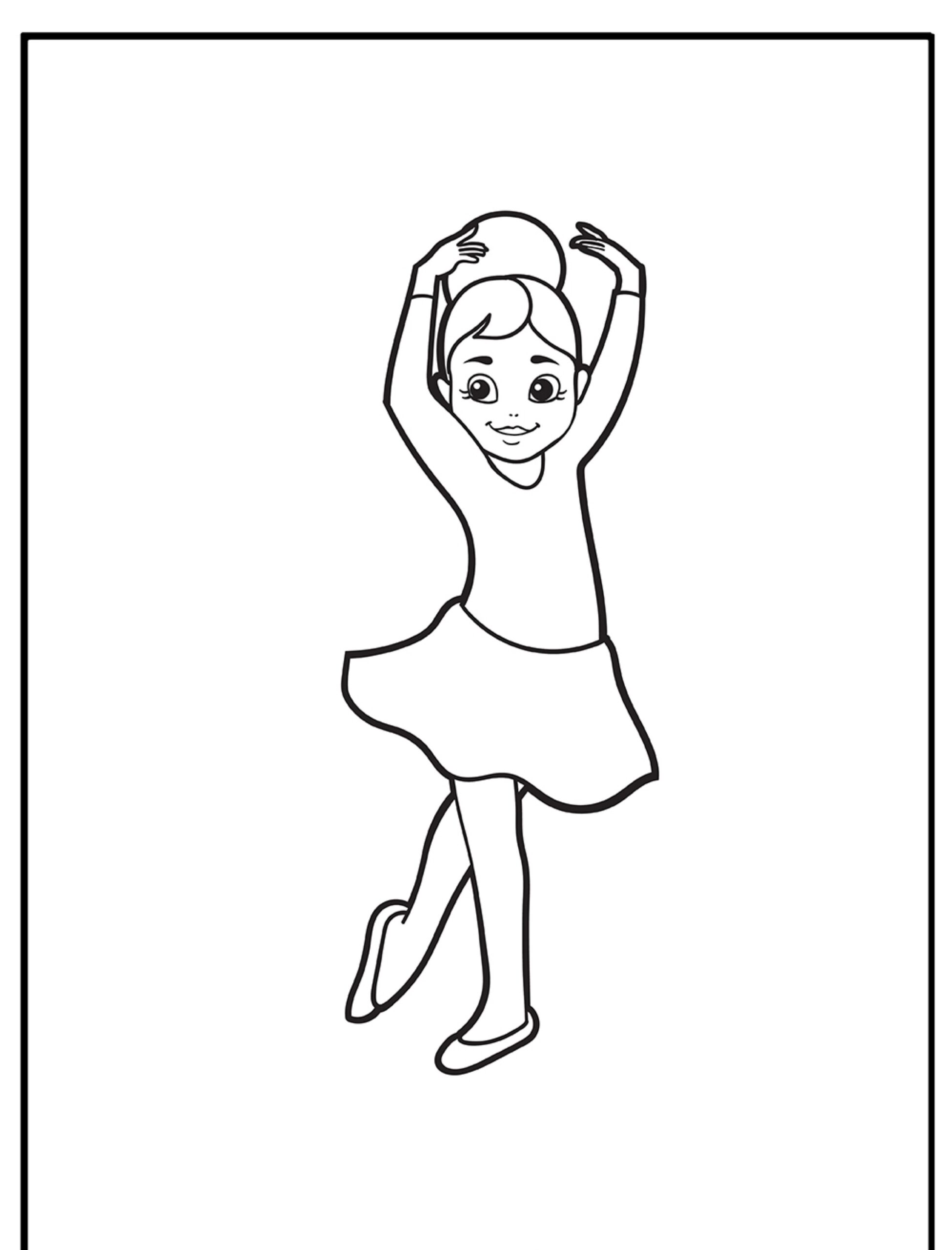 Desenho para colorir de bailarina dançando.