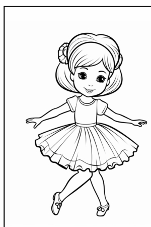 Desenho de uma bailarina para colorir linda e simples.