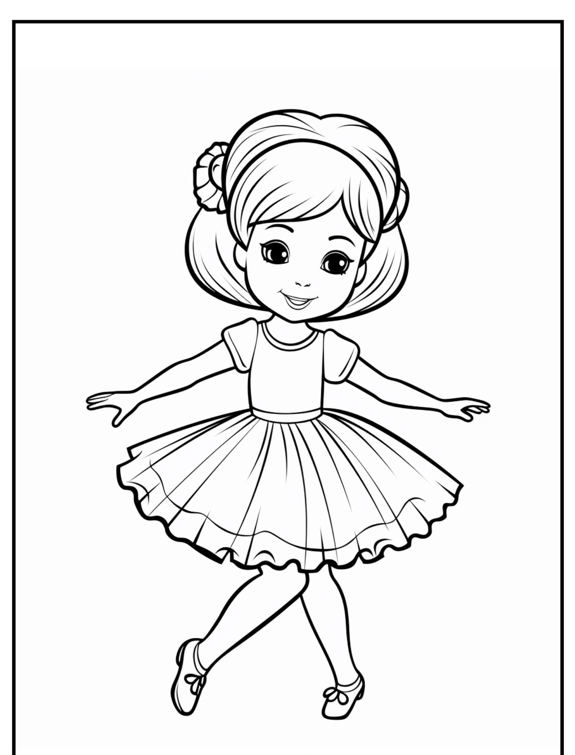 Desenho de uma bailarina para colorir linda e simples.