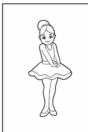 Desenho de bailarina com coque para colorir.