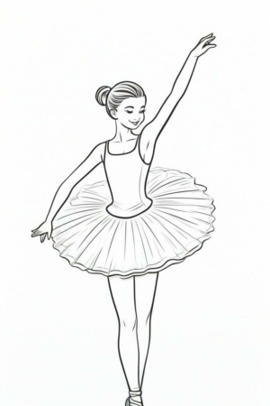 Desenho de uma bailarina com tutu, para colorir.