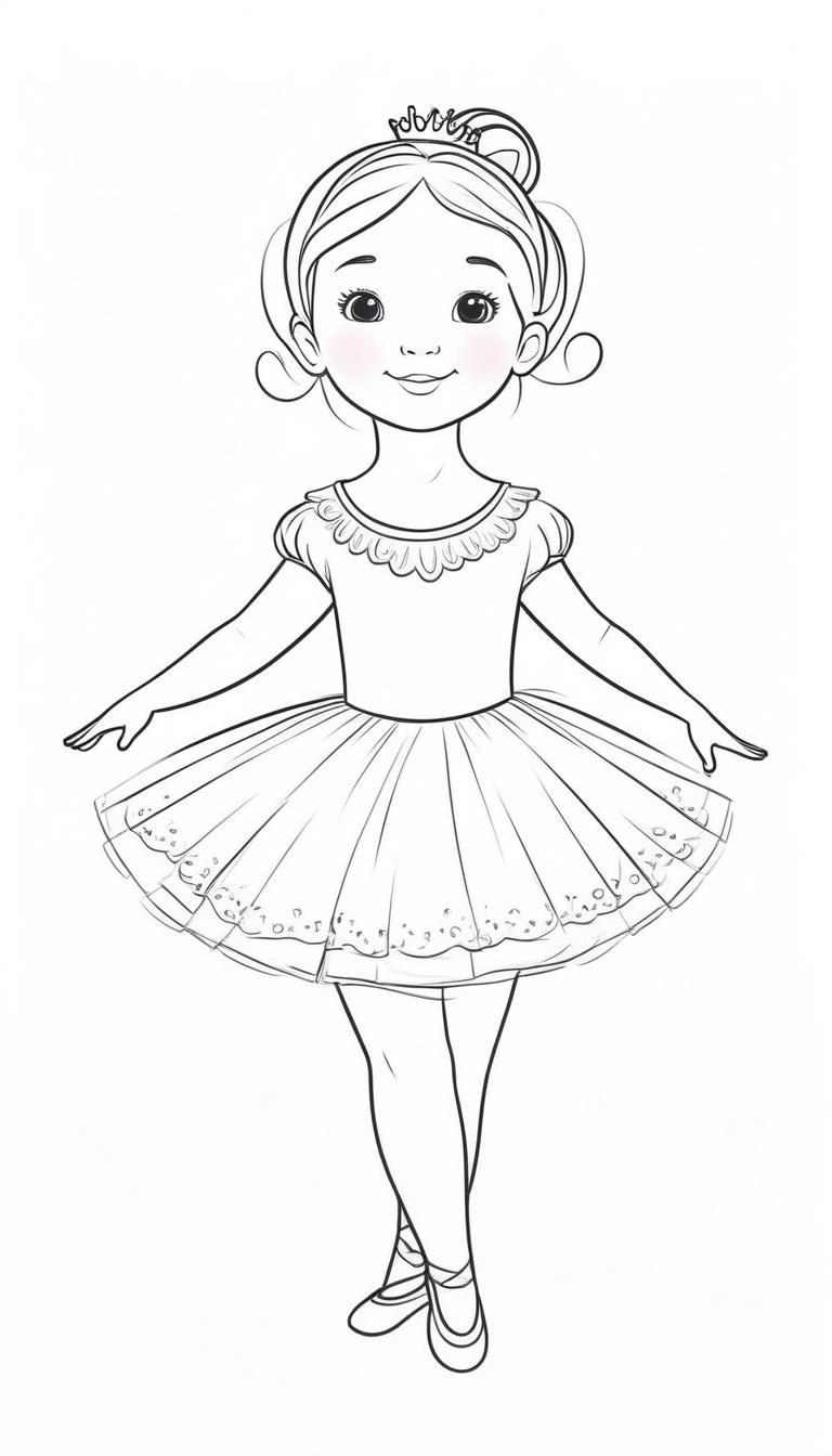 Desenho de bailarina com coroa para colorir.