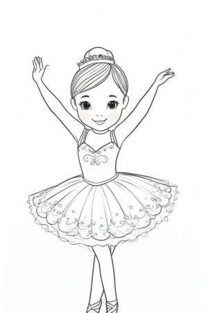 Desenho de bailarina sorrindo para colorir.