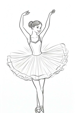 Desenho de uma bailarina sorridente para colorir.