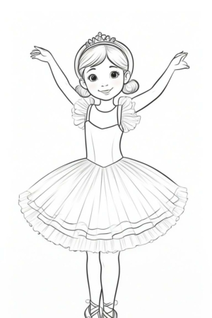 Desenho de bailarina com tiara para colorir.