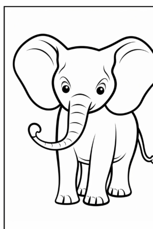 Desenho de elefante para colorir, com grandes orelhas.