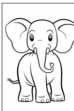 Desenho de elefante para colorir, com grandes orelhas.