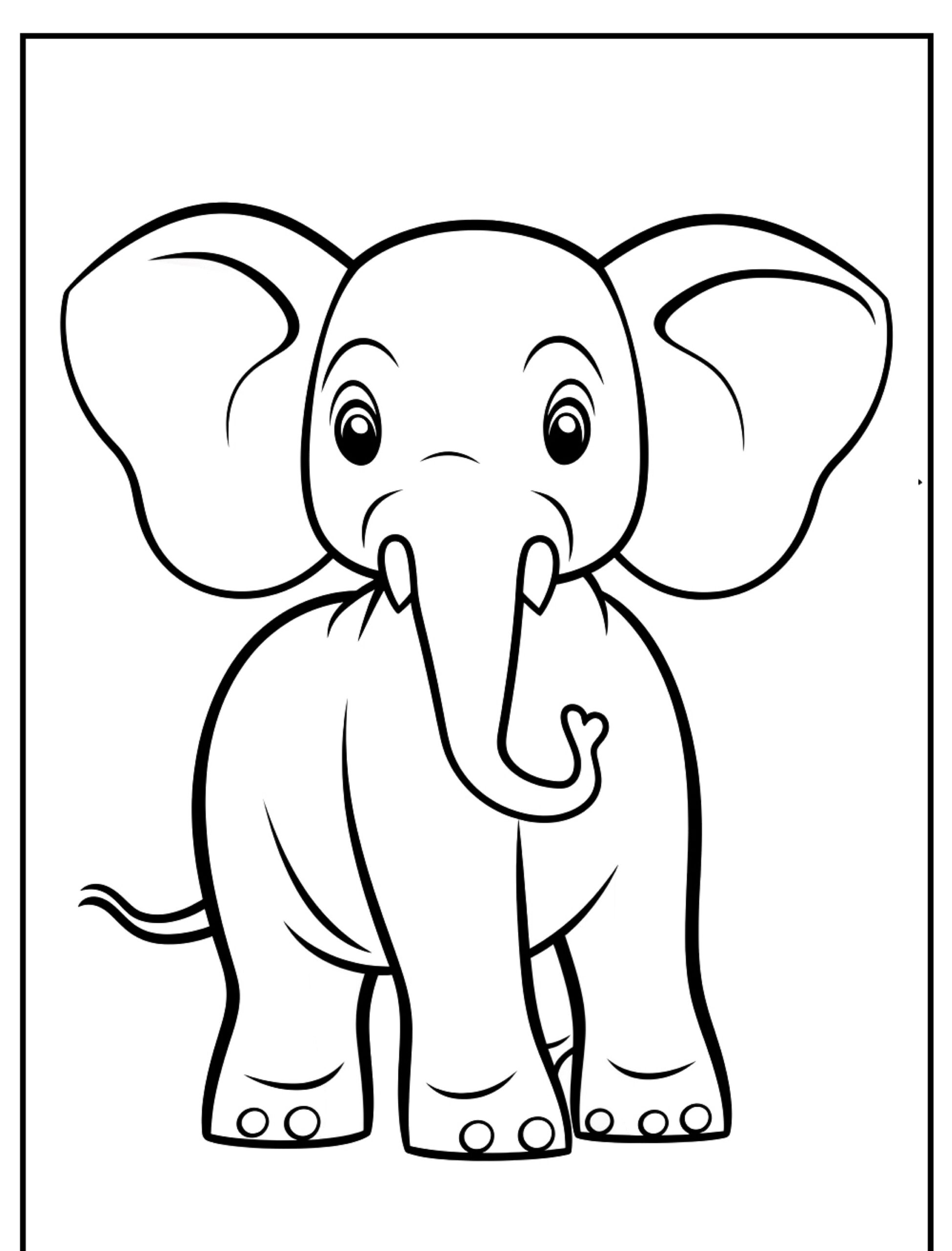 Desenho de elefante para colorir, com grandes orelhas.