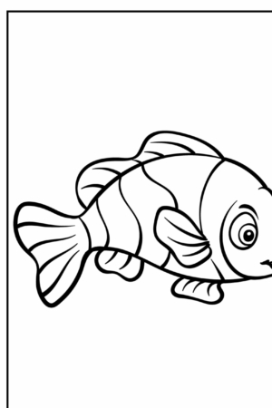 Desenho de peixe com listras para colorir.