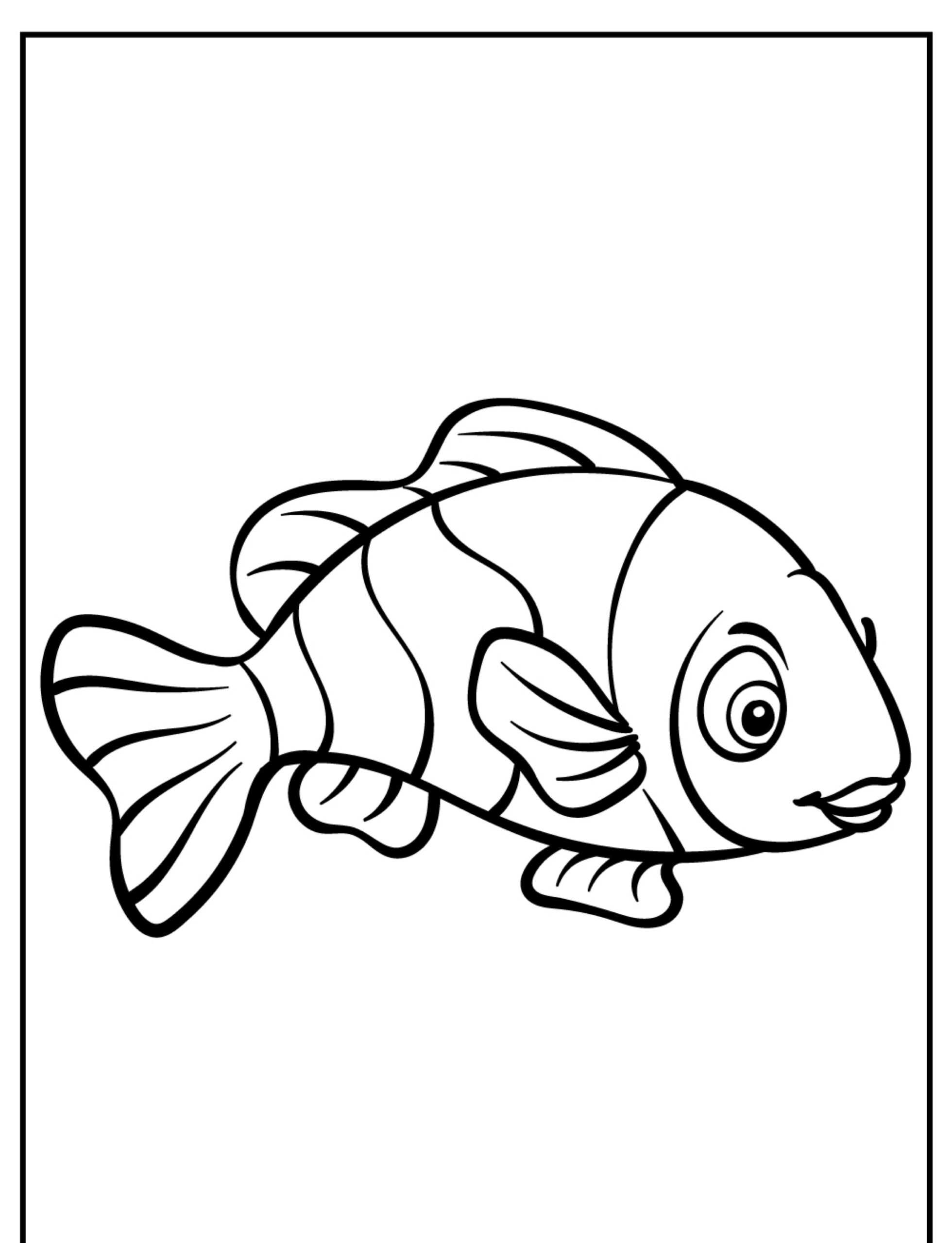 Desenho de peixe com listras para colorir.