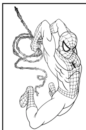 Homem-Aranha lançando teia para colorir.