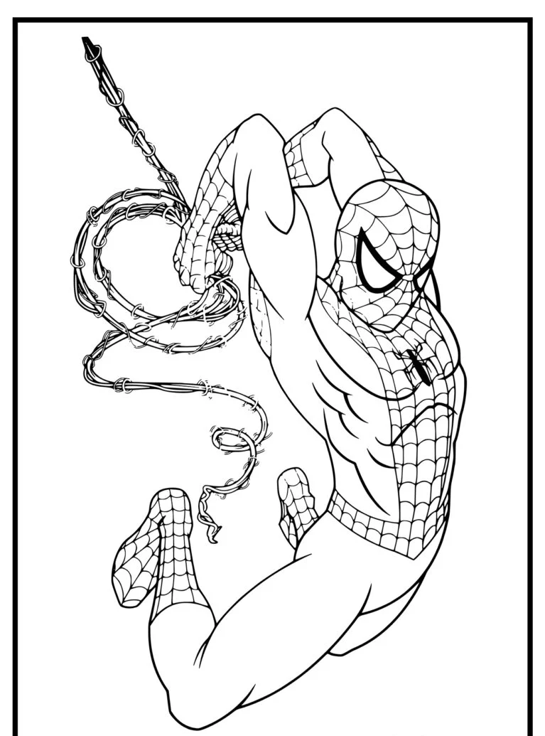 Homem-Aranha lançando teia para colorir.