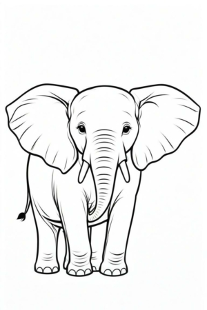 Desenho de elefante para colorir, com grandes orelhas.