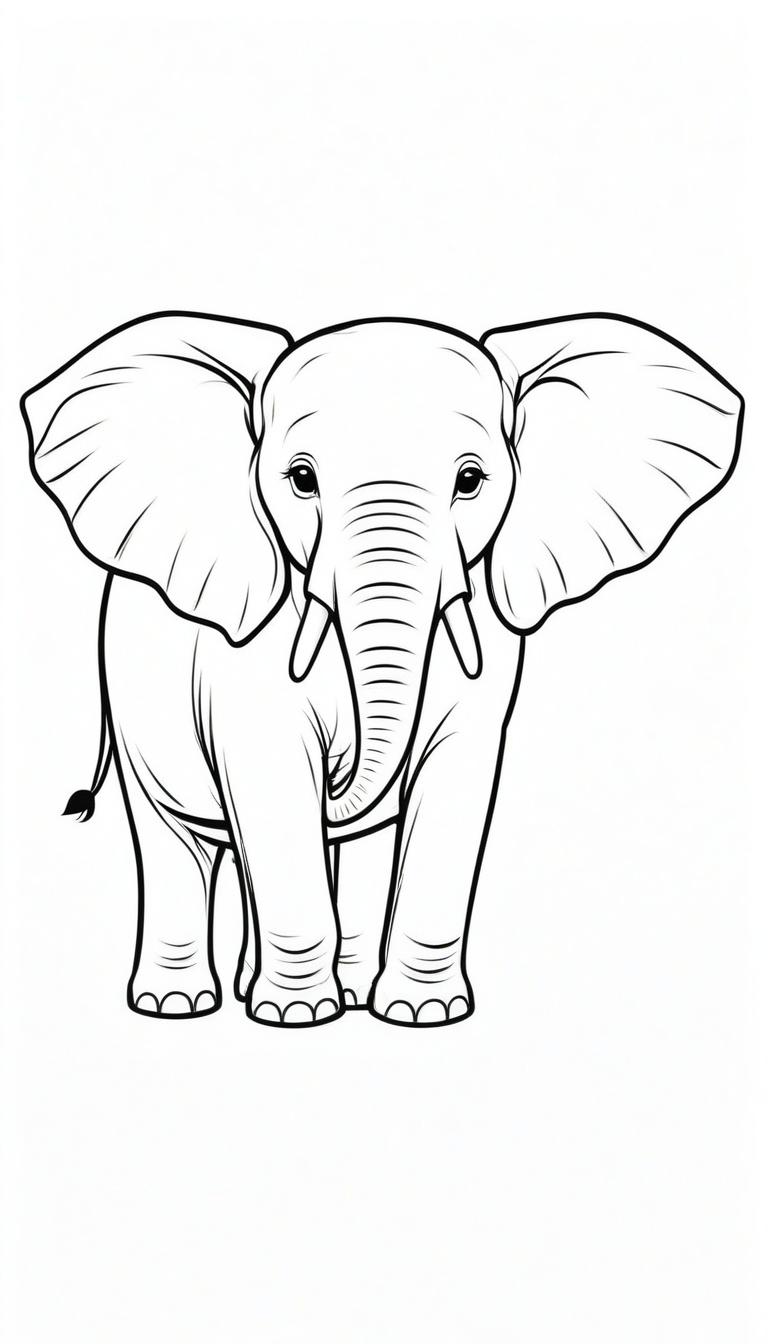 Desenho de elefante para colorir, com grandes orelhas.