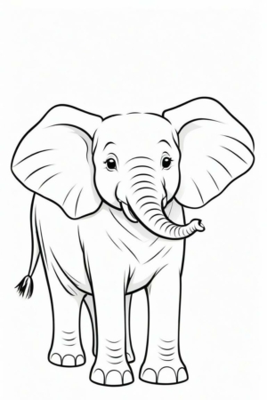 Desenho de elefante para colorir, orelhas grandes.