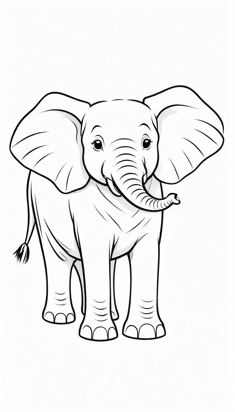 Desenho de elefante para colorir, orelhas grandes.