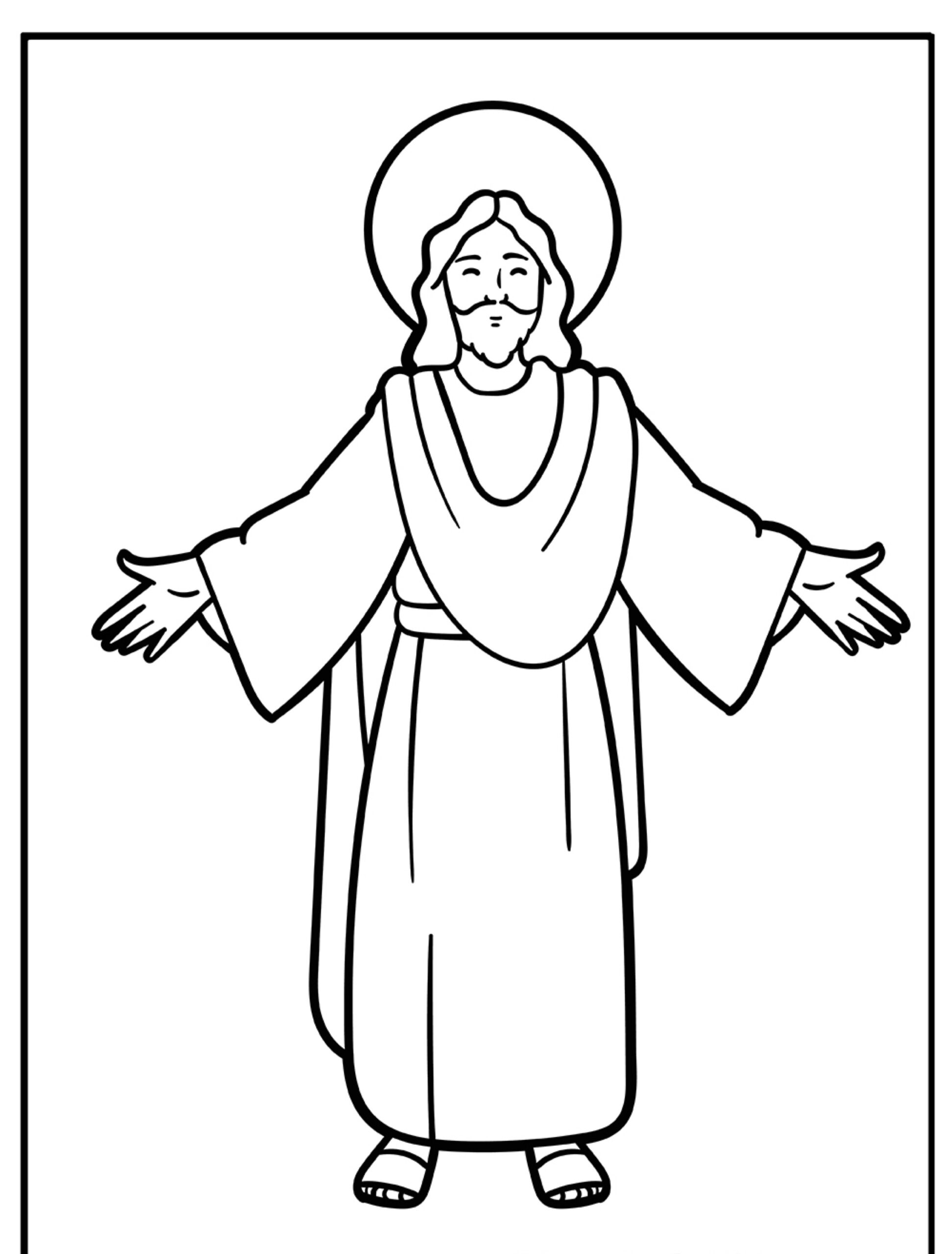 Desenho de Jesus com braços abertos, para colorir.