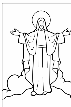 Desenho bíblico para colorir de figura religiosa com auréola