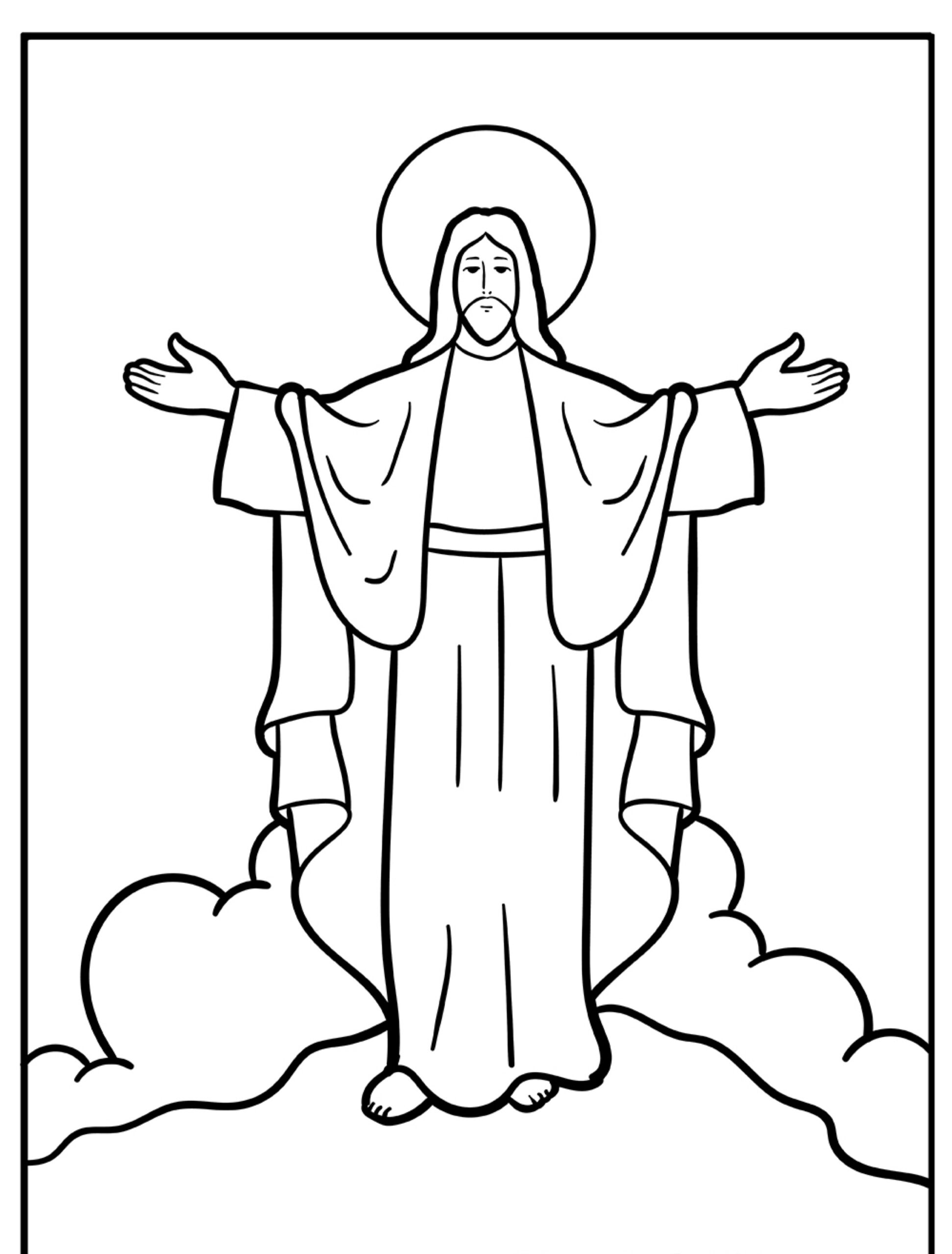 Desenho bíblico para colorir de figura religiosa com auréola