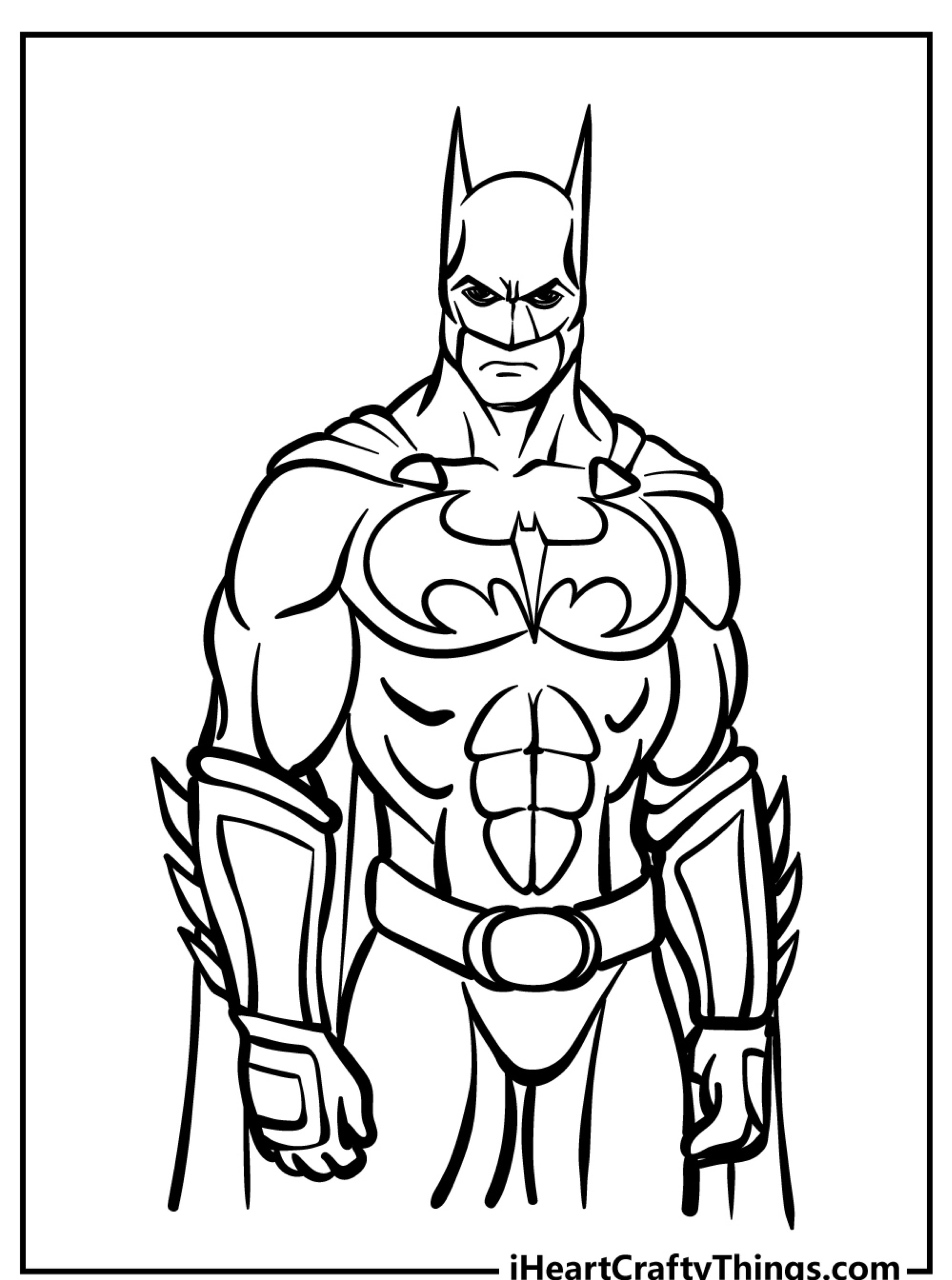 Desenho do Batman para colorir, com músculos bem definidos.