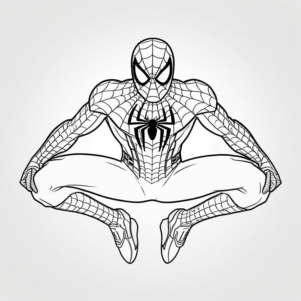 Desenho do Homem-Aranha para colorir, posicionado em agachamento.