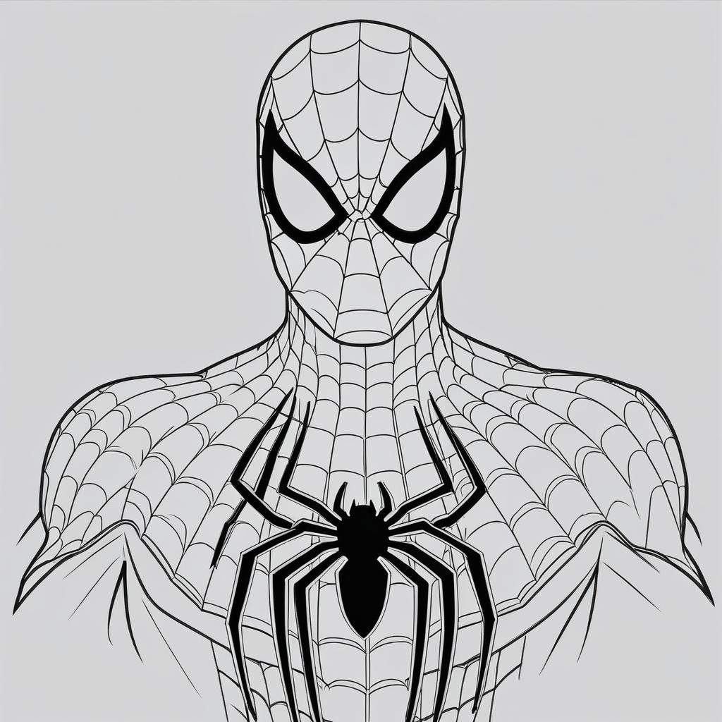 Desenho para colorir do Homem Aranha com detalhe em teia.