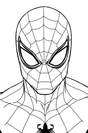 Desenho do Homem-Aranha com teias, para colorir.