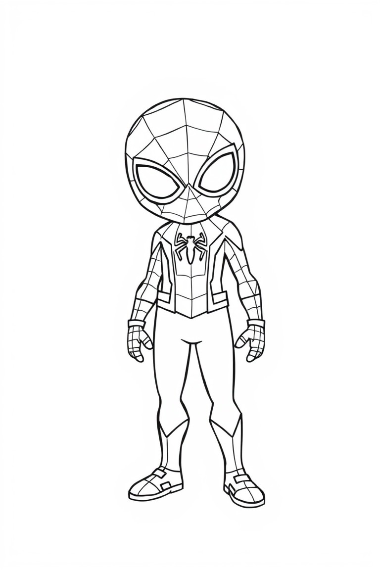 Desenho do Homem-Aranha para colorir, estilo chibi.