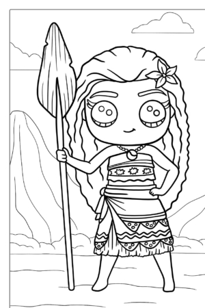 Desenho para colorir da personagem Moana.