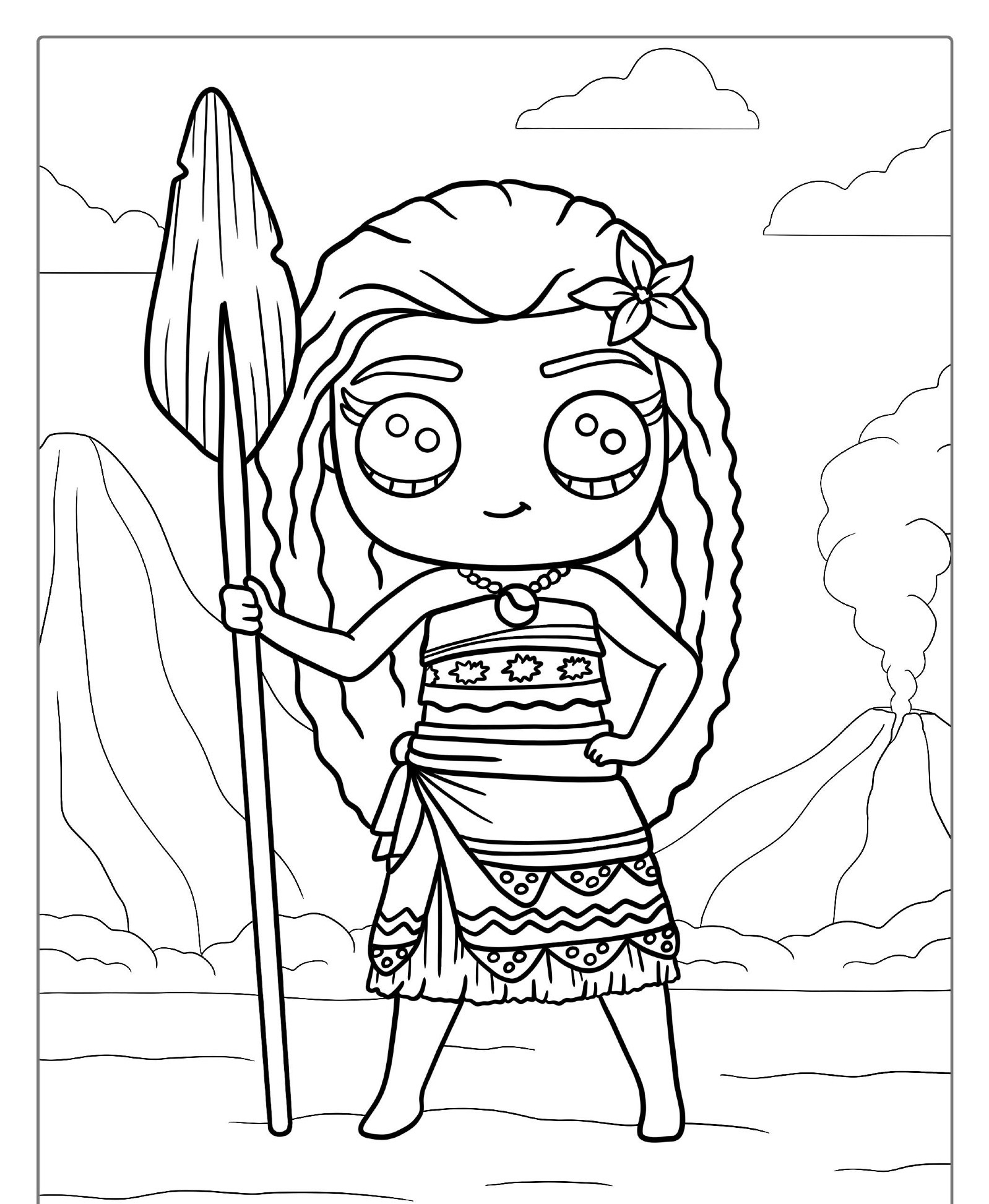 Desenho para colorir da personagem Moana.