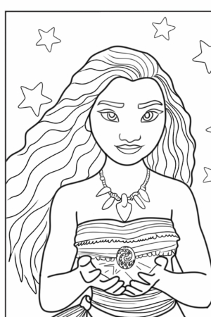 Desenho da Moana para colorir.