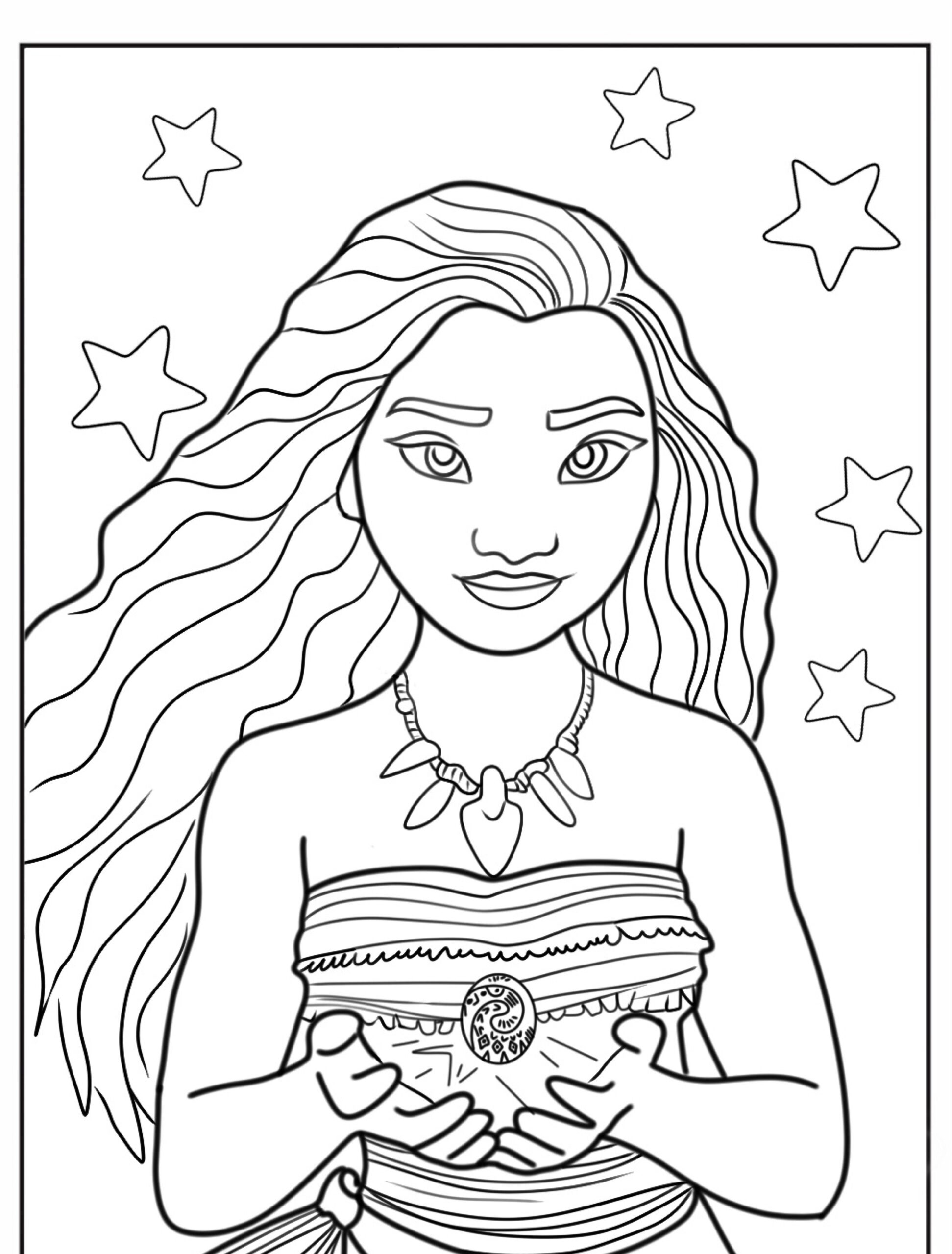 Desenho da Moana para colorir.