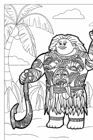 Desenho Maui para colorir feliz.