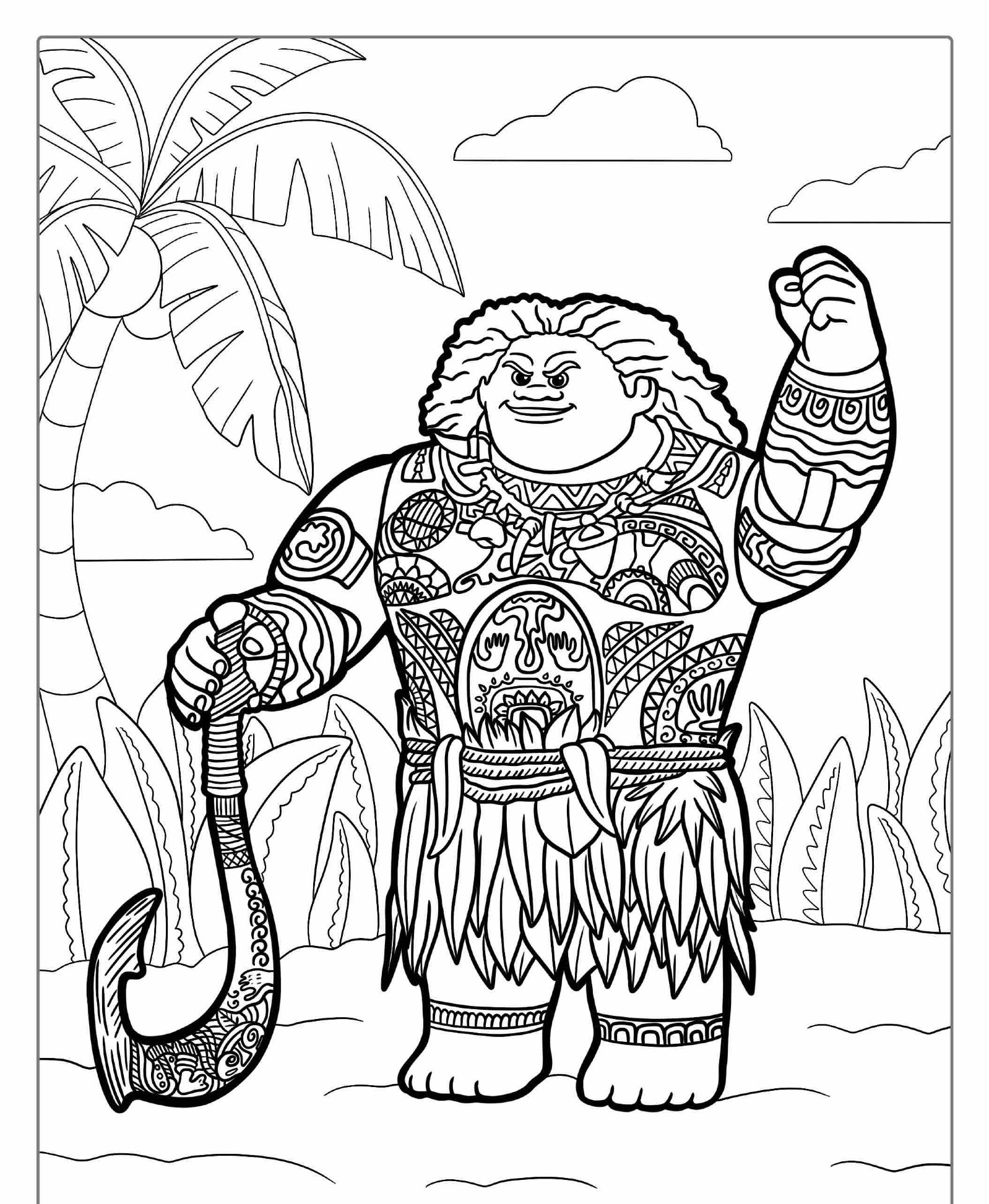 Desenho Maui para colorir feliz.