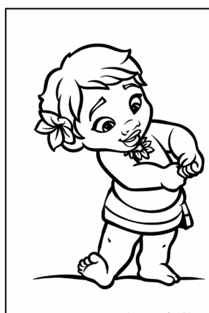 Desenho para colorir de bebê Moana.