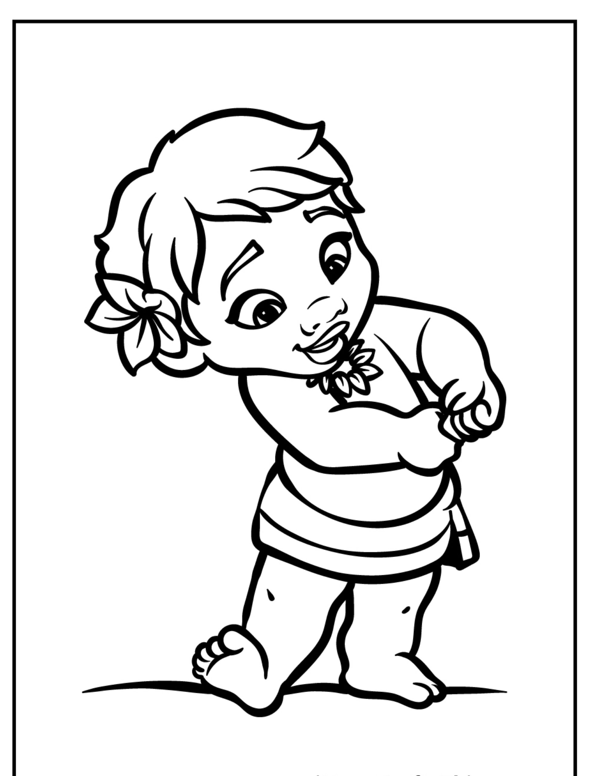 Desenho para colorir de bebê Moana.