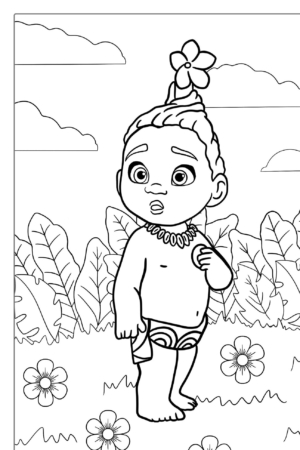 Desenho para colorir da bebê Moana.