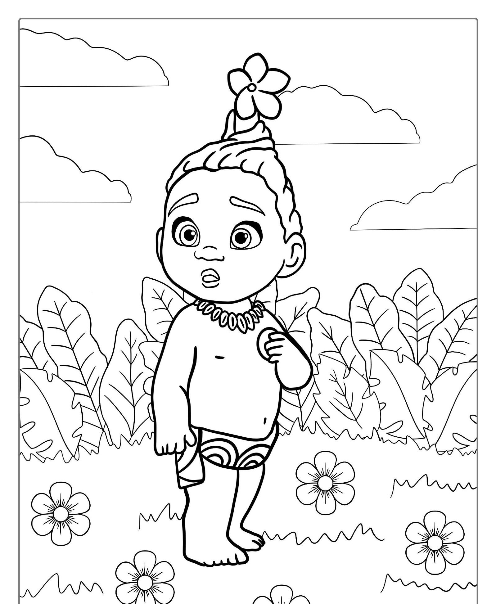 Desenho para colorir da bebê Moana.