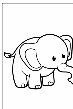 Desenho de elefante com orelhas grandes para colorir.