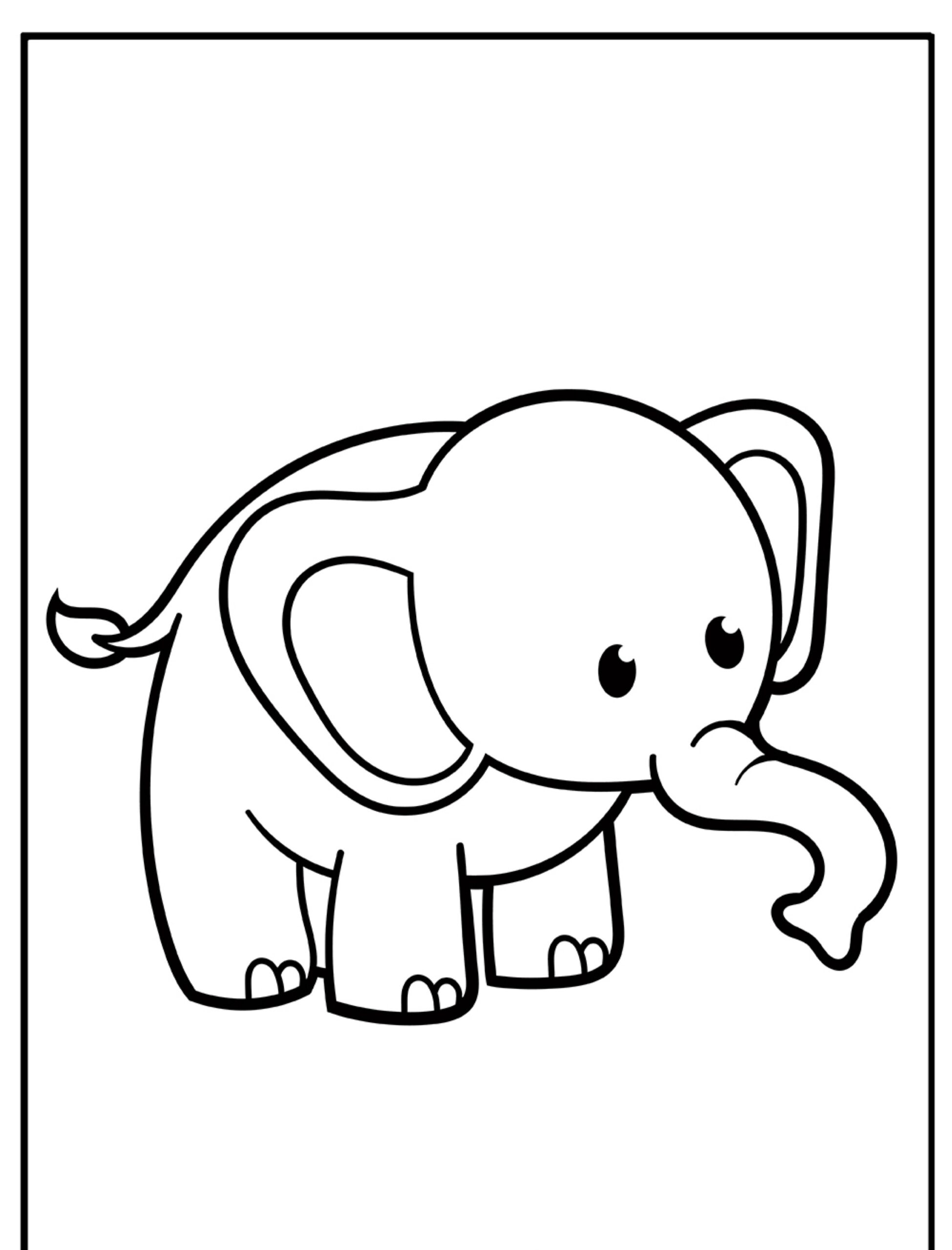 Desenho de elefante com orelhas grandes para colorir.