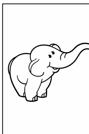 Desenho de elefante sorrindo para colorir.