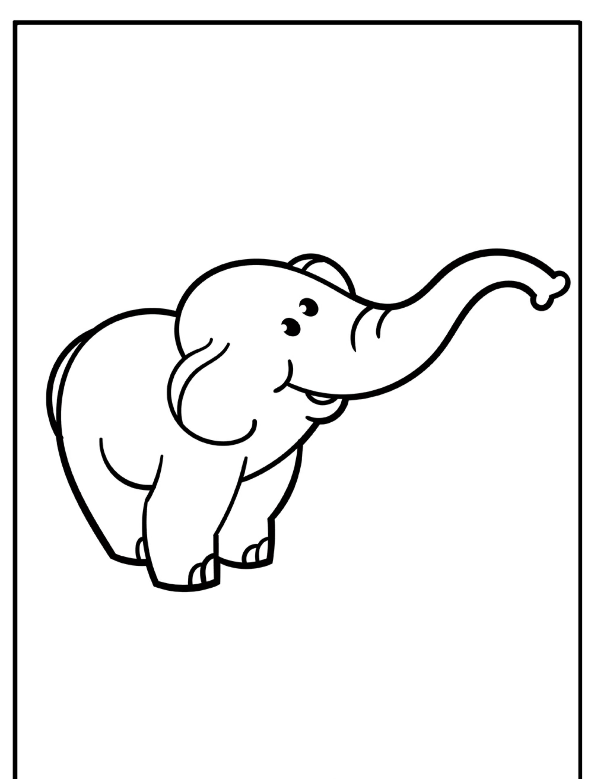 Desenho de elefante sorrindo para colorir.