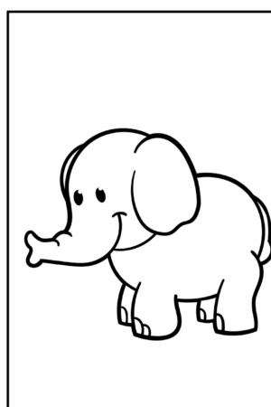 Desenho para colorir de um elefante feliz.